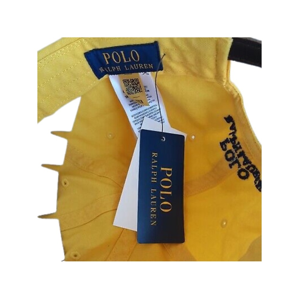 🐻Polo Ralph Lauren Polo Bear Mens Chino Adjustable Ball Cap Hat Yellow🐻 - Picture 9 of 12